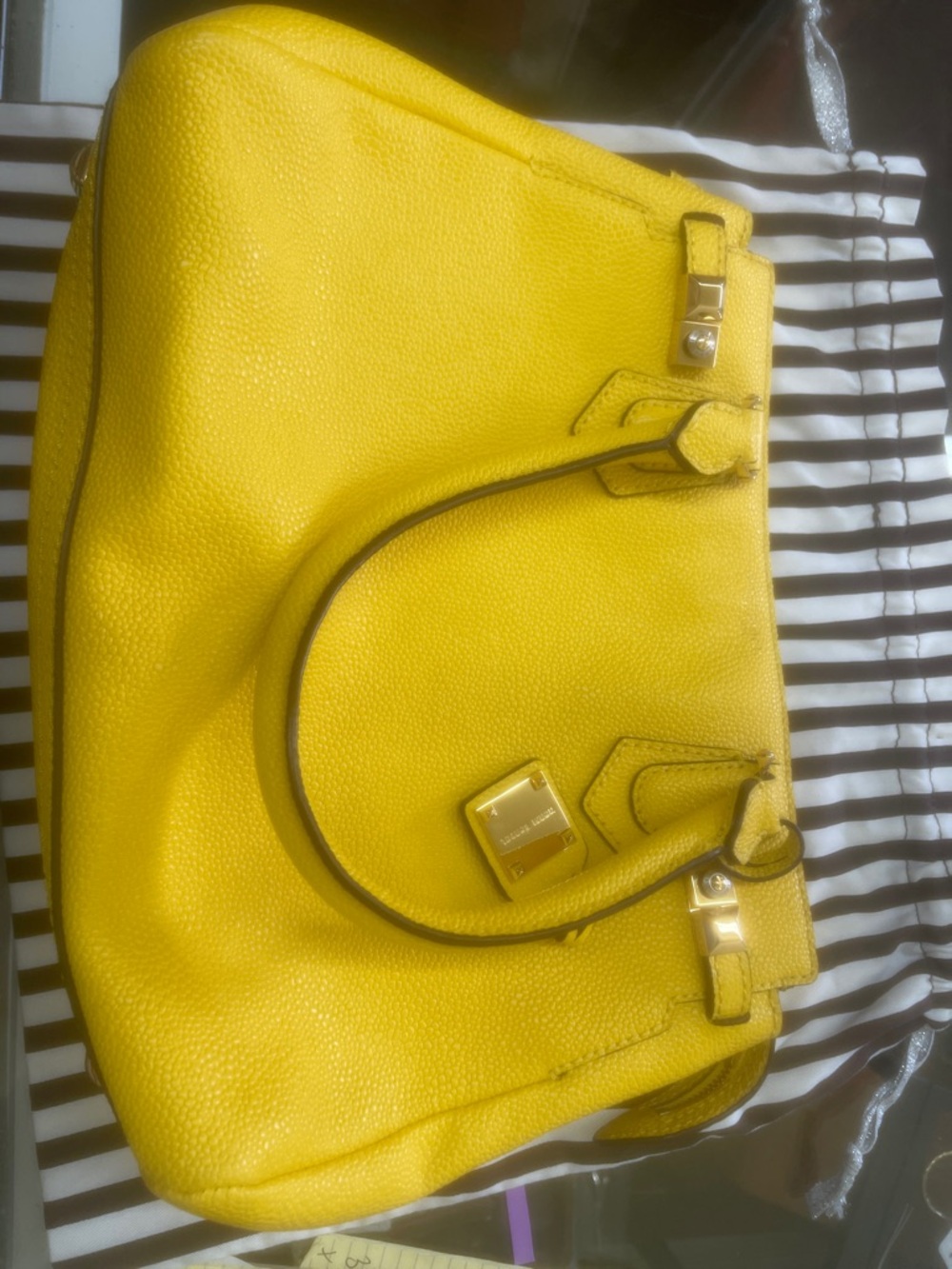 henri bendel Yellow Pebbled Leather Satchel - Picture 6 of 13